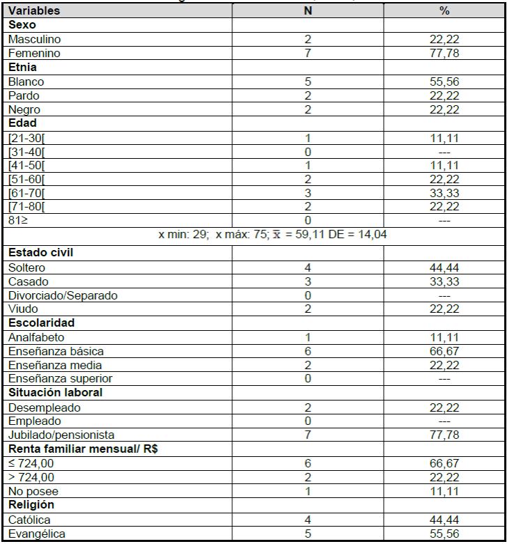 Distribuci&oacute;n de los datos de la muestra seg&uacute;n sus caracter&iacute;sticas sociodemogr&aacute;ficas. Rio de Janeiro, Brasil, 2016.