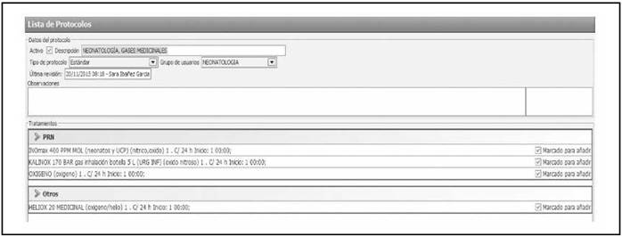 Protocol for the use of medical gases.