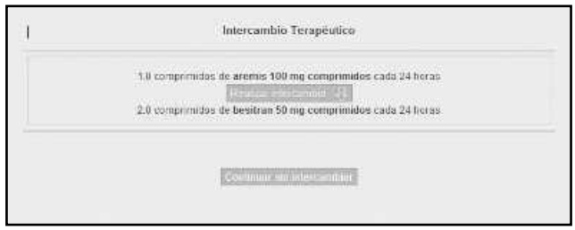 Ejemplo de propuesta de intercambio terapéutico en base al programa de equivalentes terapéuticos del hospital incluido en el PEA.