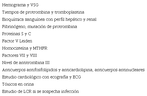 Ex&aacute;menes complementarios en ACV en ni&ntilde;os6