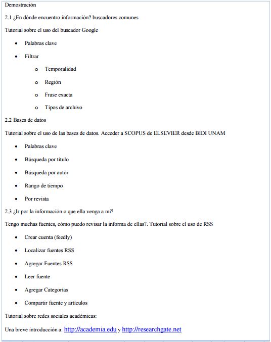 Muestra los aspectos tratados en los videotutoriales utilizados en la unidad