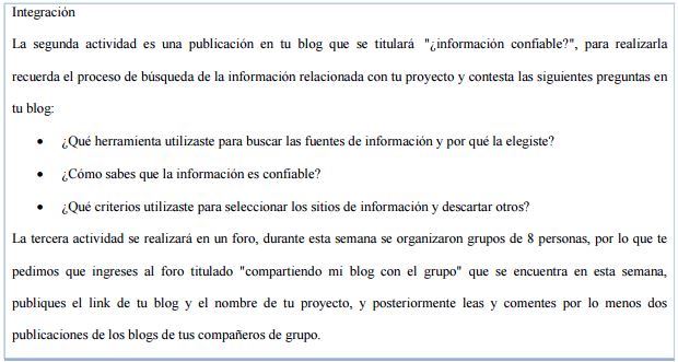 Muestra las instrucciones de dos actividades diseñadas para la f ase de integración en la unidad 2.