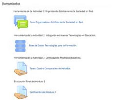 Herramientas del M&oacute;dulo (elaboraci&oacute;n propia)