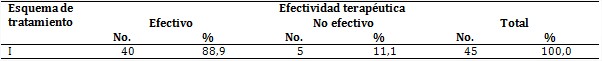 Tratamiento con el esquema I y efectividad terapéutica