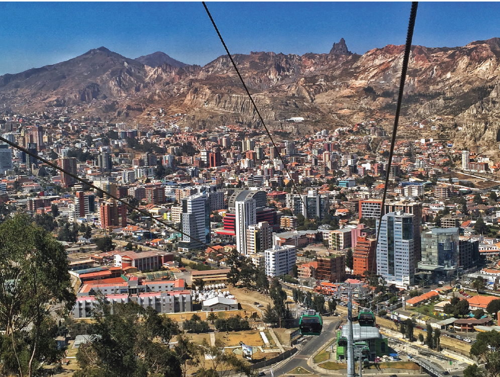 Vista aérea de La Paz, Bolivia, 2004. 