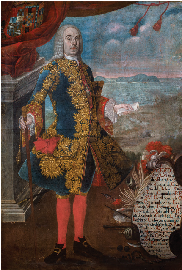 . Jose Joaquin Bermejo, José Antonio Manso de
								Velasco, after 1758, Museo Nacional de Arqueologia,
							Antropologia e Historia del Peru, Lima.