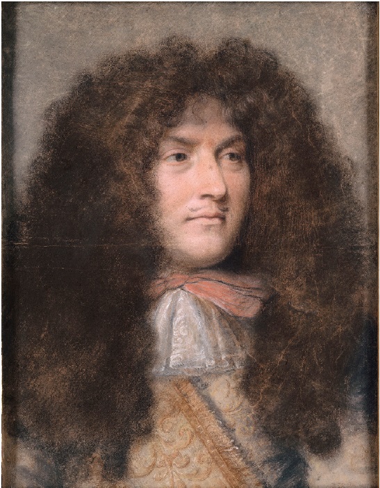 Charles Le Brun, Louis XIV, ca. 1665, pastel on gray paper, 51.5 ×
							39.8 cm. Photo: Jean- Gilles Berizzi. Musée du Louvre c RMN Grand
							Palais/Art Resource, NY, INV29874.
