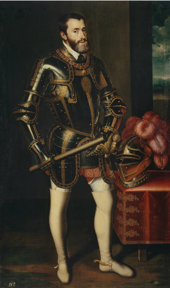 Juan Pantoja de la Cruz, Charles V, 1605, oil on canvas, 183 × 110
							cm, Museo del Prado, Madrid.