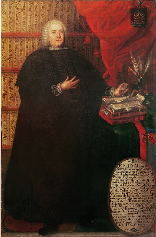 . José Joaquín Bermejo, Pedro José Bravo de Lagunas, 1778, oil on
							canvas, 200 × 128.5 cm, Museo de Arte Universidad Nacional Mayor de San
							Marcos, Lima.