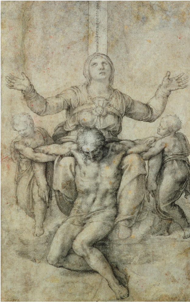 Miguel Ángel, Piedad, ca. 1540, 29 × 19 cm. Isabella Stewart Gardner
							Museum, Boston.