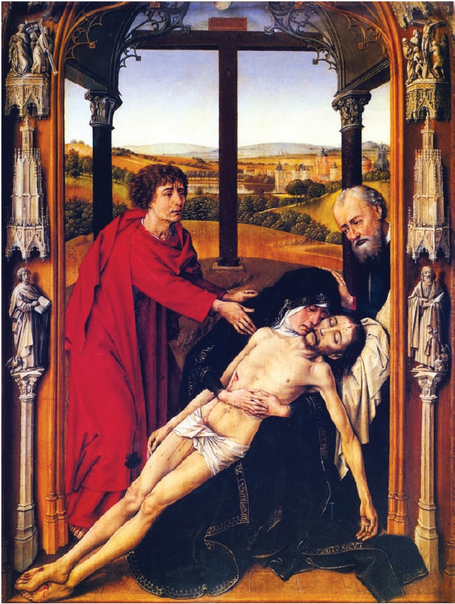 Copia de Rogier van der Weyden, la Piedad, 1435-1438, 71 × 43 cm.
							Capilla Real de Granada.