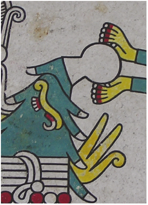 Lámina 46, detalle, Códice Laud, Biblioteca Bodleiana, Oxford, Reino Unido. Foto de la autora.