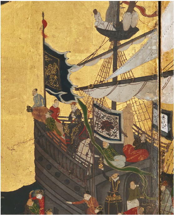 Kano Naizen, Nanban screen, detail, 1593-1601. Museu Nacional de Arte Antiga. Photo: Luísa Oliveira/José Paulo Ruas, © Direção Geral do Património Cultural /Arquivo e Documentação Fotográfica.