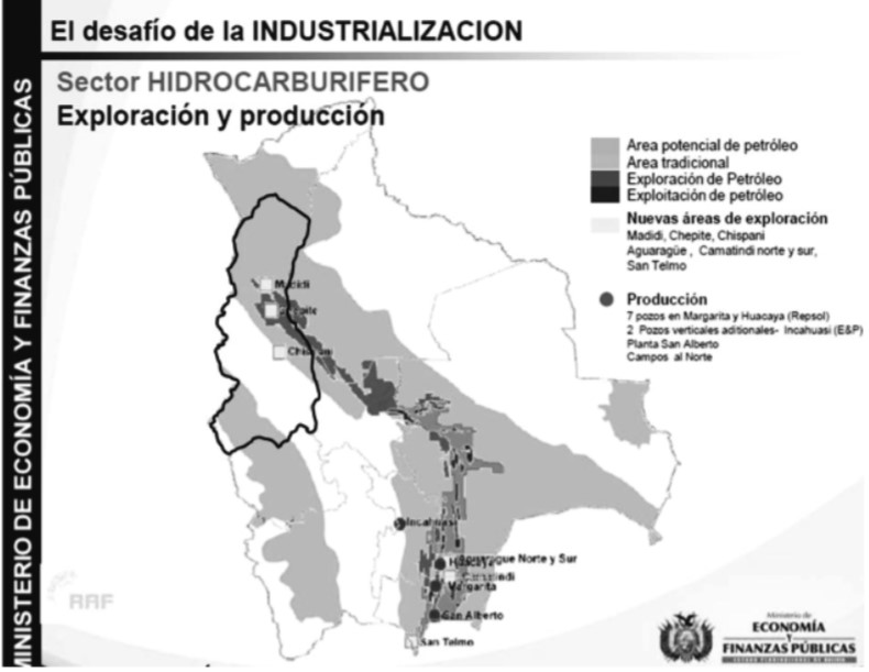 Áreas de exploración hidrocarburífera del Departamento de La Paza