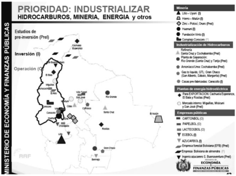 Proyectos de industrialización minera en el Departamento de La Paz