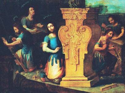 Los Cinco Santos Coronados, Museo de Arte de Davenport, EUA. Tomada de: Markus B. Burke: “The Five Pannonian Masons as Woodcarvers”, Treasures of Mexican Colonial Painting, Davenport, The Davenport Museum of Art, 1998, 64. Reprografía: Martha Fernández.