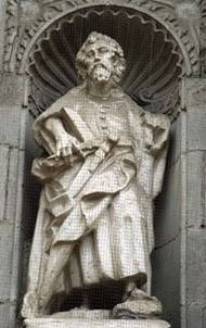 Retrato de un arquitecto, localizado en el nicho norte (izquierdo) del primer cuerpo de la portada poniente del crucero de la Catedral de México.