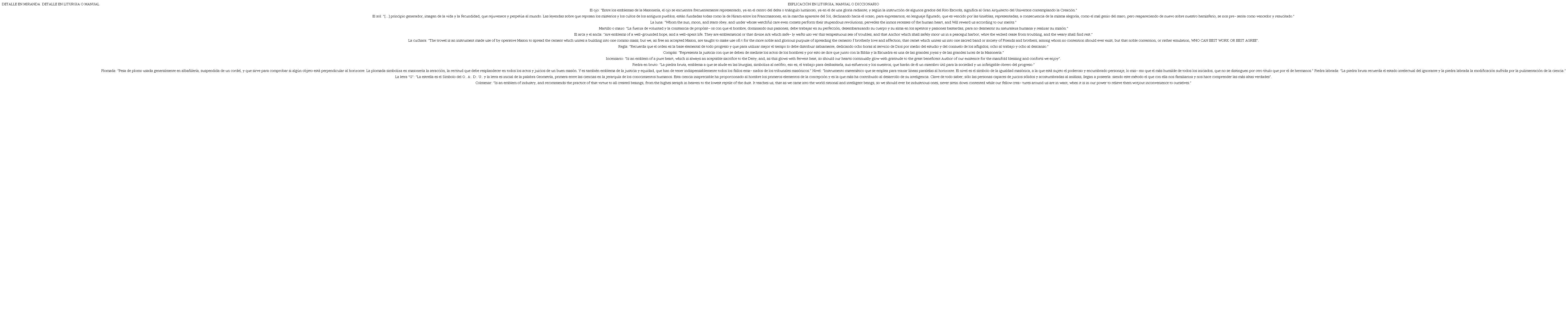 Motivos mas�nicos explicados en liturgias, manuales o diccionarios