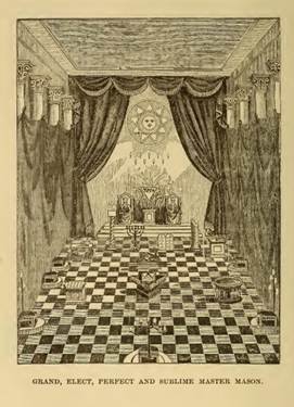 Grabado con la descripción de la cámara correspondiente al “Gran Elegido, Perfecto y Sublime Maestro Masón”.