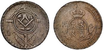 Sobreacu�aci�n sobre 2,50 c�ntimos de escudo de Isabel II