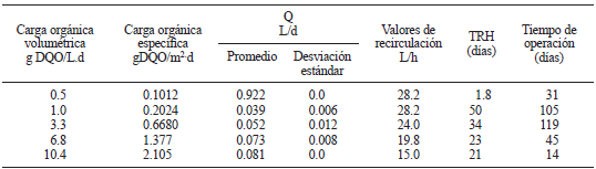 OPERACI&Oacute;N DEL LECHO FLUIDIZADO INVERSO ANAEROBIO (LFI) EN CONTINUO A DIFERENTES CARGAS ORG&Aacute;NICAS VOLUM&Eacute;TRICAS