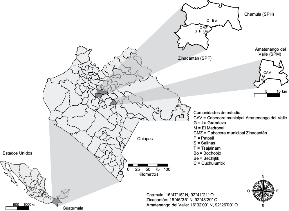 Ubicaci&oacute;n geogr&aacute;fica de los sistemas de producci&oacute;n estudiados. SPH: sistema de producci&oacute;n de hortalizas, SPF: sistema de producci&oacute;n de flores, SPM: sistema de producci&oacute;n de ma&iacute;z