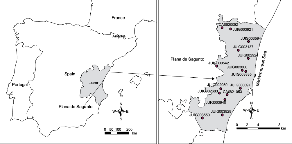 Zona de estudio en la Cuenca del Júcar (España)