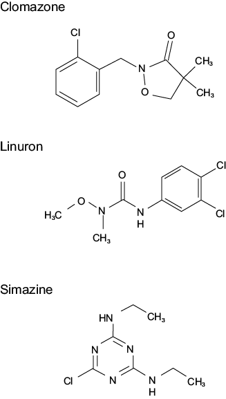 Structural formula of the herbicides tested