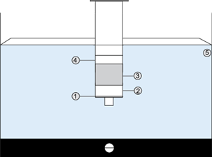Extraction system: (1) filter paper; (2) anhydrous sodium sulfite; (3) sample; (4) acetonitrile gradient grade for liquid chromatography, and (5) ultrasound bath