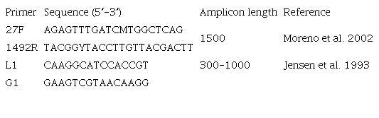 PRIMERS USED FOR 16S rDNA GENE AMPLIFICATION REACTIONS