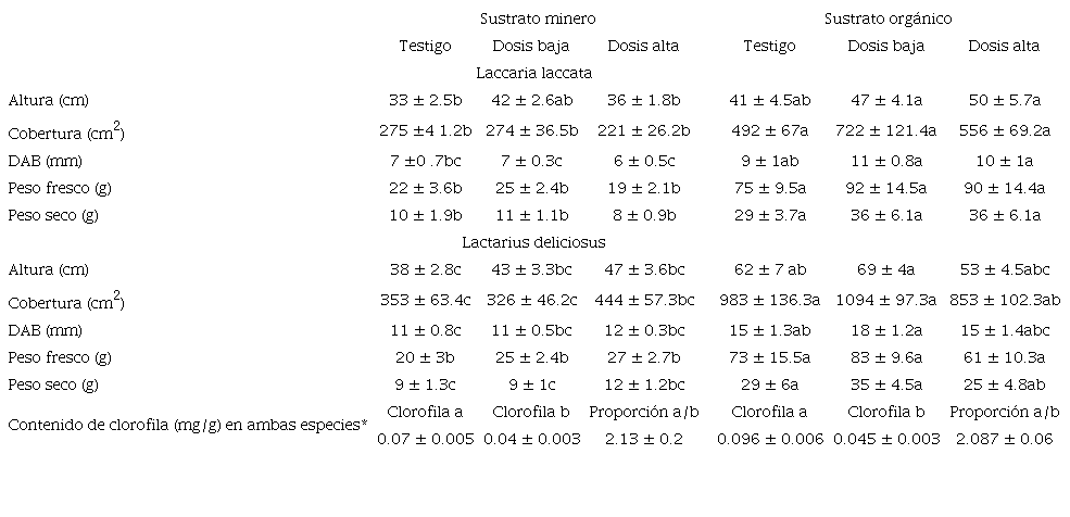 PROMEDIOS PARA LAS VARIABLES DE RESPUESTA CORRESPONDIENTES A LA
							&Uacute;LTIMA FECHA DE MEDICI&Oacute;N DE LAS PLANTAS DE Fraxinus
								uhdei PARA TODOS LOS TRATAMIENTOS