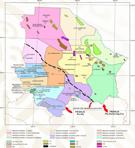 Ubicación de Hidalgo del Parral en Chihuahua (SGM 2019).