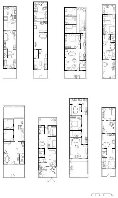 Ejemplo de las planimetr&iacute;as de los casos de estudio de viviendas aymaras urbanas levantadas durante la investigaci&oacute;n (casos 01-08).
