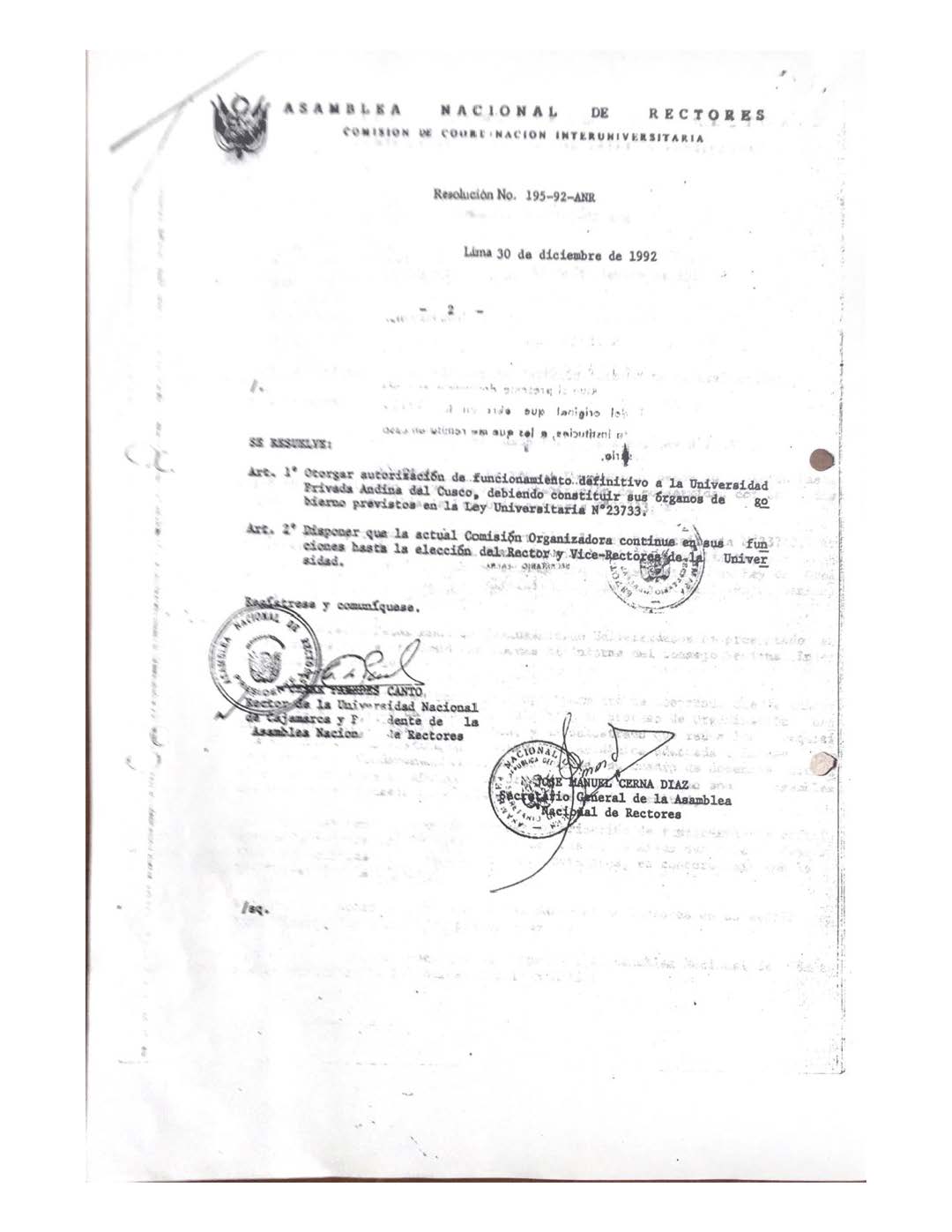 Resolucin No. 195-92-ANR cont. 
