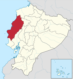 Localización de la provincia de Manabí en la zona costera de Ecuador