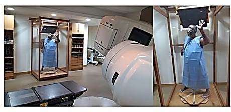 Posici&oacute;n del equipo para irradiaci&oacute;n del &aacute;ngulo superior utilizando la t&eacute;cnica de &aacute;ngulo fijo dual.