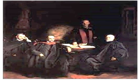 Los cuatro doctores de John Singer Sargent 1906, en el cuadro Welch, Halsted (de pie), Osler y Kelly.