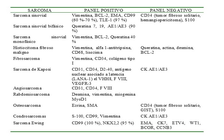 Inmunohistoqumica caracterstica de sarcoma.