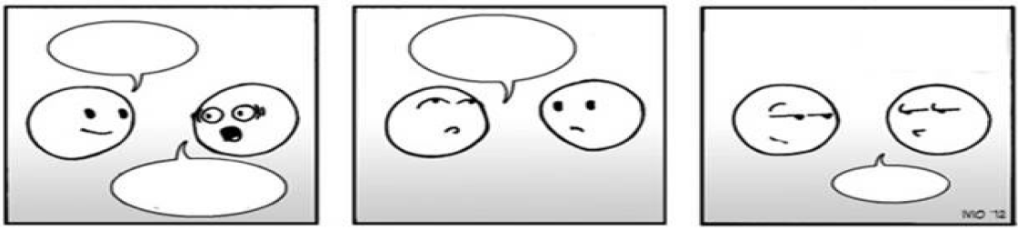 Tira de caricaturas para completar los diálogos en función del
tema