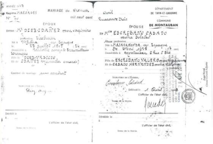 Partida de matrimonio de Soledad y Argimiro