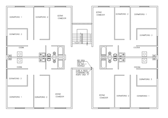 Planta tipo del caso de estudio. Fuente: Direcci&oacute;n de Obras Municipales (DOM)