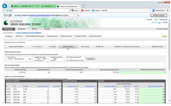 Imagen que muestra el entorno Green Building Studio. Fuente: Software Autodesk