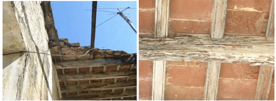 Deterioros en la cubierta del portal en Viviendas Baire # 24, 26, 28 y 30. Fuente: Autoras