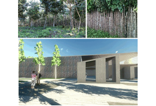 Incorporaci&oacute;n a la soluci&oacute;n de materiales locales para su integraci&oacute;n al contexto y salvaguarda de los valores que conforman el esp&iacute;ritu de la ci&eacute;naga. Fuente: Equipo 3