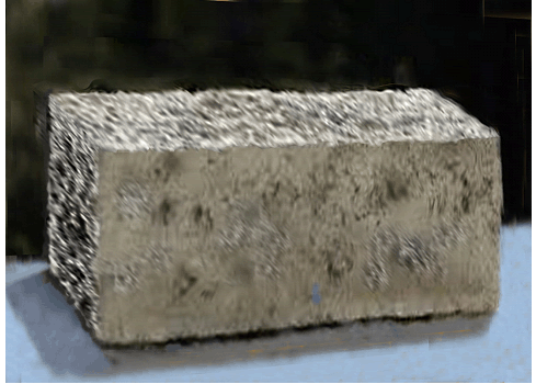 Esp&eacute;cimen s&oacute;lido con cemento y lodo de papel mineralizado procedente de la f&aacute;brica de reciclado de papel San Francisco, en Baja California, elaborado en el CECAT con t&eacute;cnicas de inmersi&oacute;n prolongada