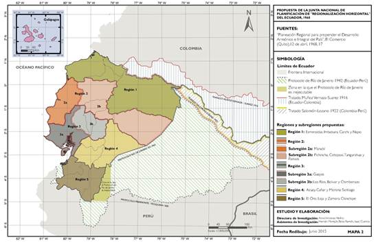 Propuesta de “Regionalización Horizontal” del Ecuador, JUNAPLA 1968.
