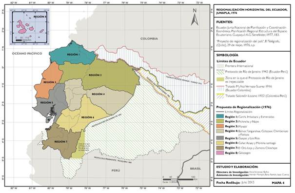 Propuesta de Regionalización Horizontal del Ecuador, JUNAPLA 1976.