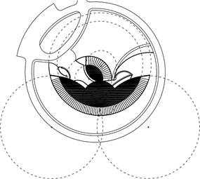 Empresa de Mec&aacute;nica Agr&iacute;cola. Composici&oacute;n formal de la planta a partir de c&iacute;rculos. 
