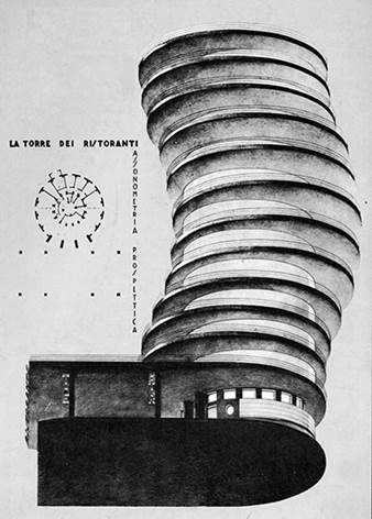 Proyecto de Torre de Restaurantes, 1928, para la I Exposición de Arquitectura Racional. 