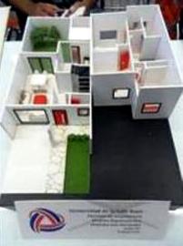 (derecha). Construcción de maqueta arquitectónica visitable a detalle 